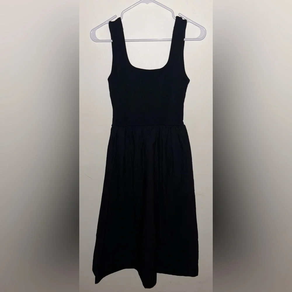 NWT J.Crew Petite Drop Waist Mixy Dress Black Size PXS Midi Dress Preppy Casual